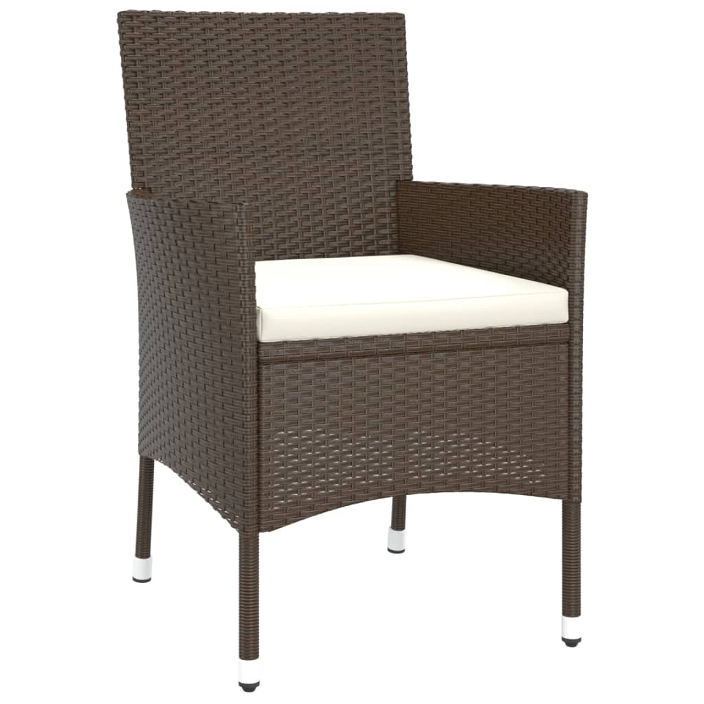 Garden Chairs with Cushions 4 pcs Brown Poly Rattan (UK/IE/FI/NO only)