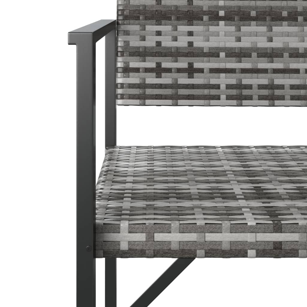 2-Seater Garden Bench Grey Poly Rattan