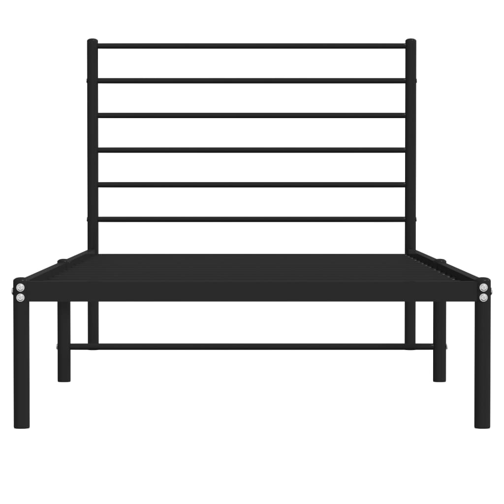 Metal Bed Frame without Mattress with Headboard Black 90x190cm