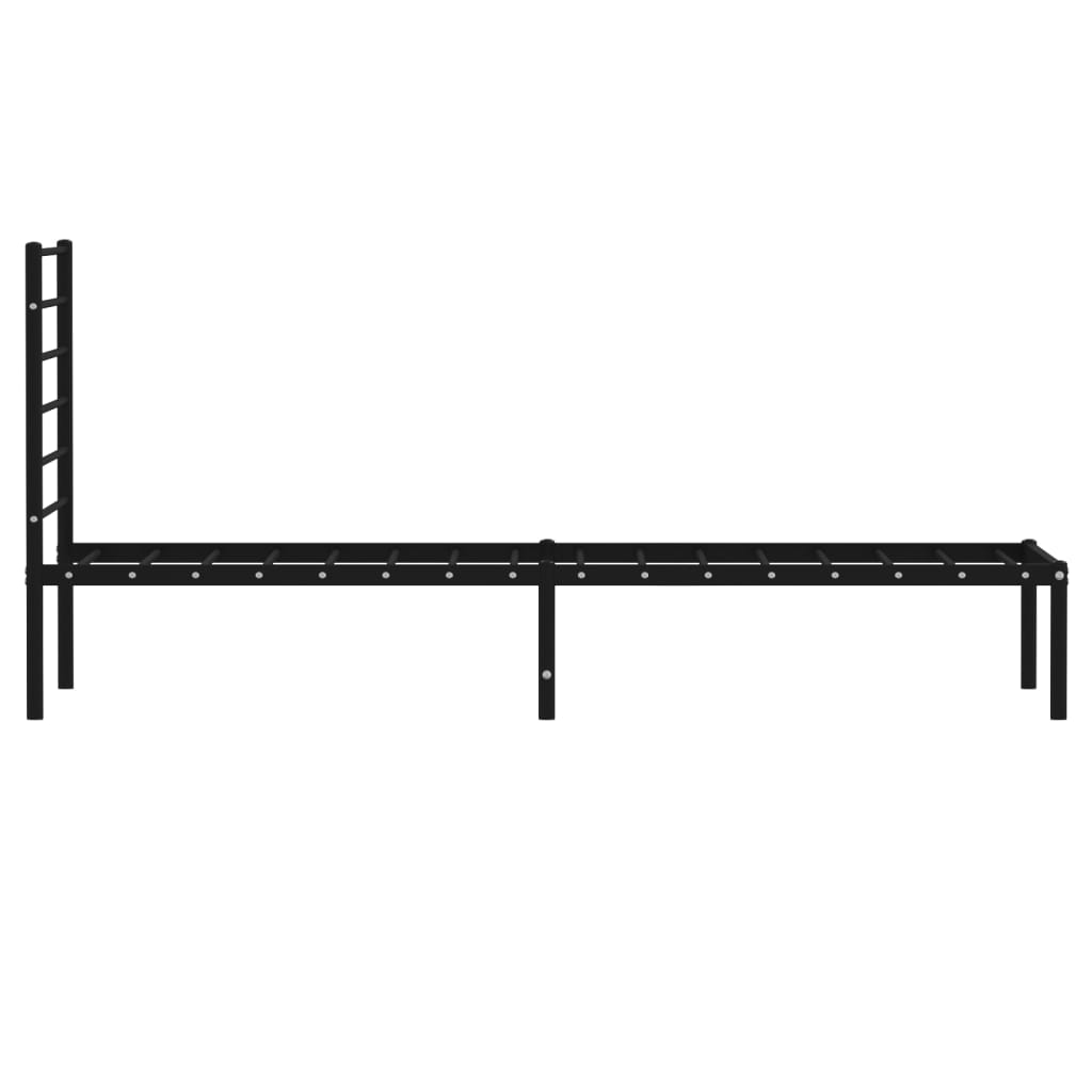 Metal Bed Frame without Mattress with Headboard Black 90x190cm
