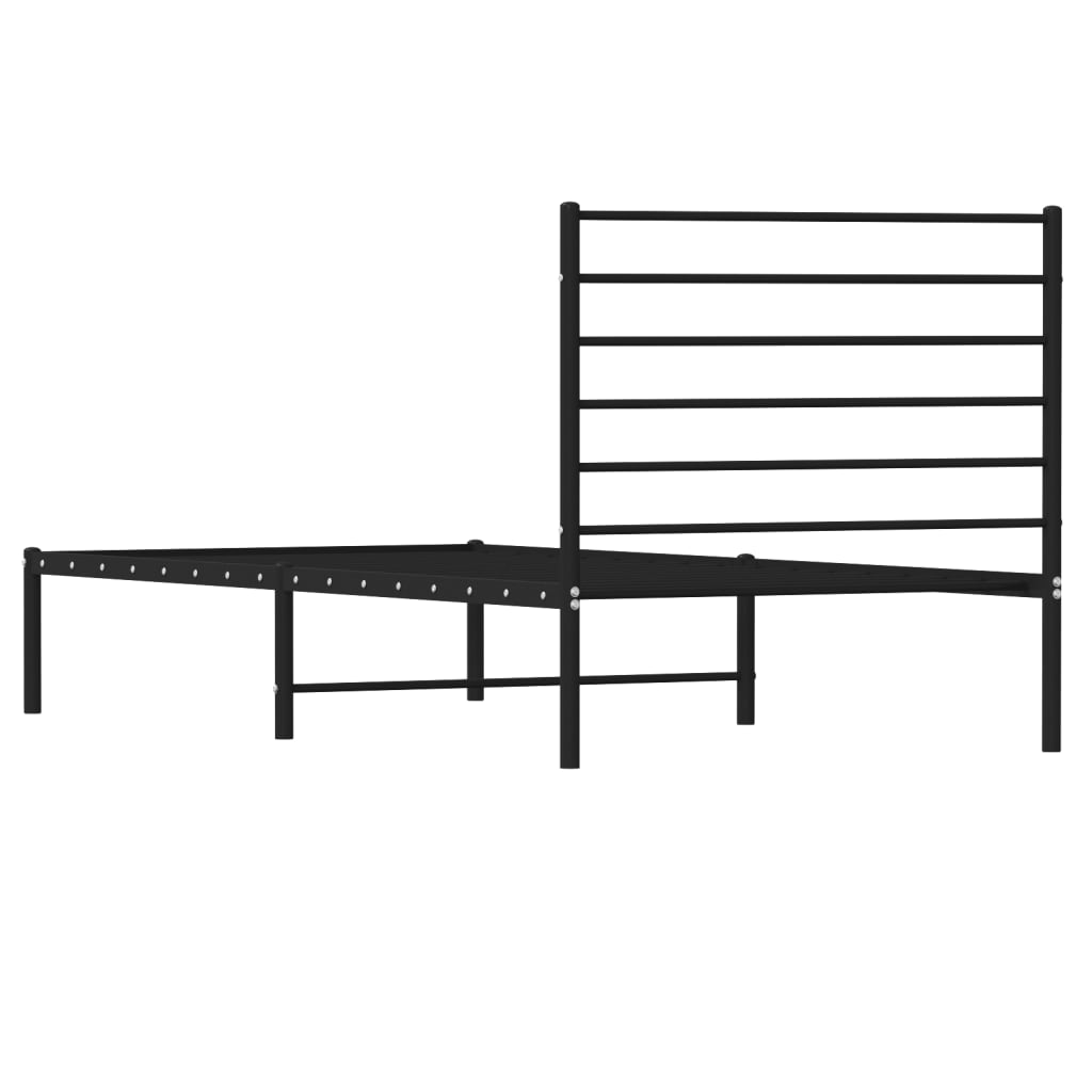 Metal Bed Frame without Mattress with Headboard Black 90x190cm