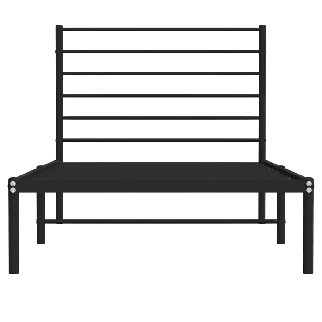 Metal Bed Frame without Mattress with Headboard Black 100x190cm