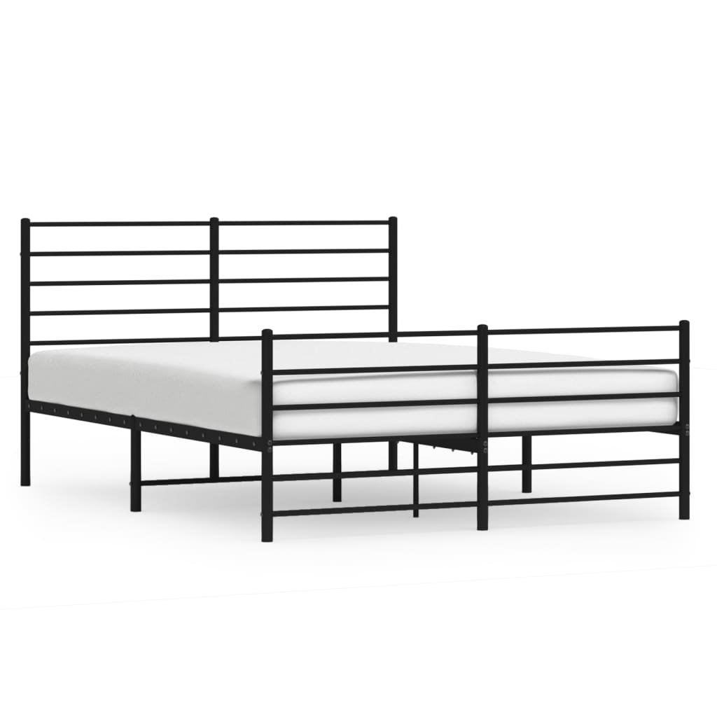 Metal Bed Frame without Mattress with Footboard Black 120x190cm