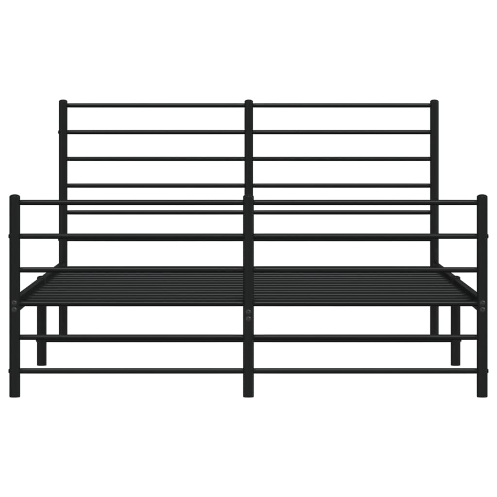 Metal Bed Frame without Mattress with Footboard Black 120x190cm