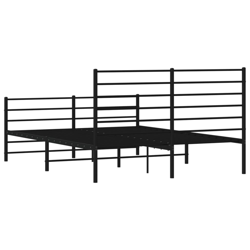 Metal Bed Frame without Mattress with Footboard Black 120x190cm