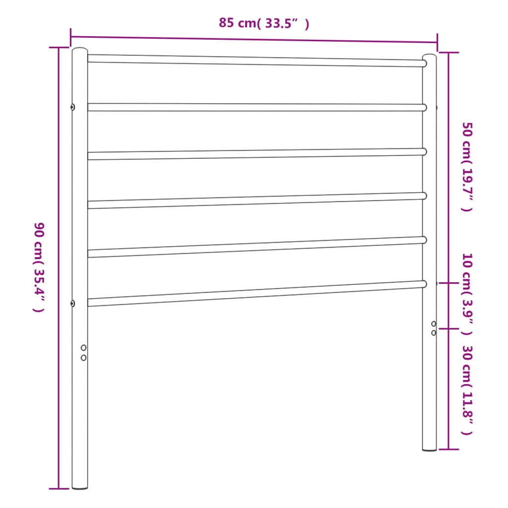 Metal Headboard Black 80 cm