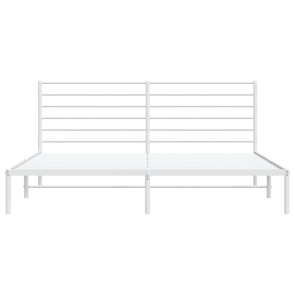Metal Bed Frame without Mattress with Headboard White 183x213cm