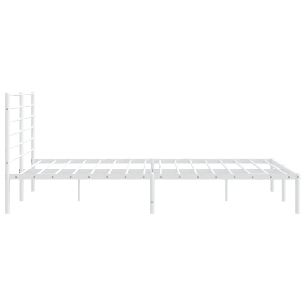 Metal Bed Frame without Mattress with Headboard White 183x213cm