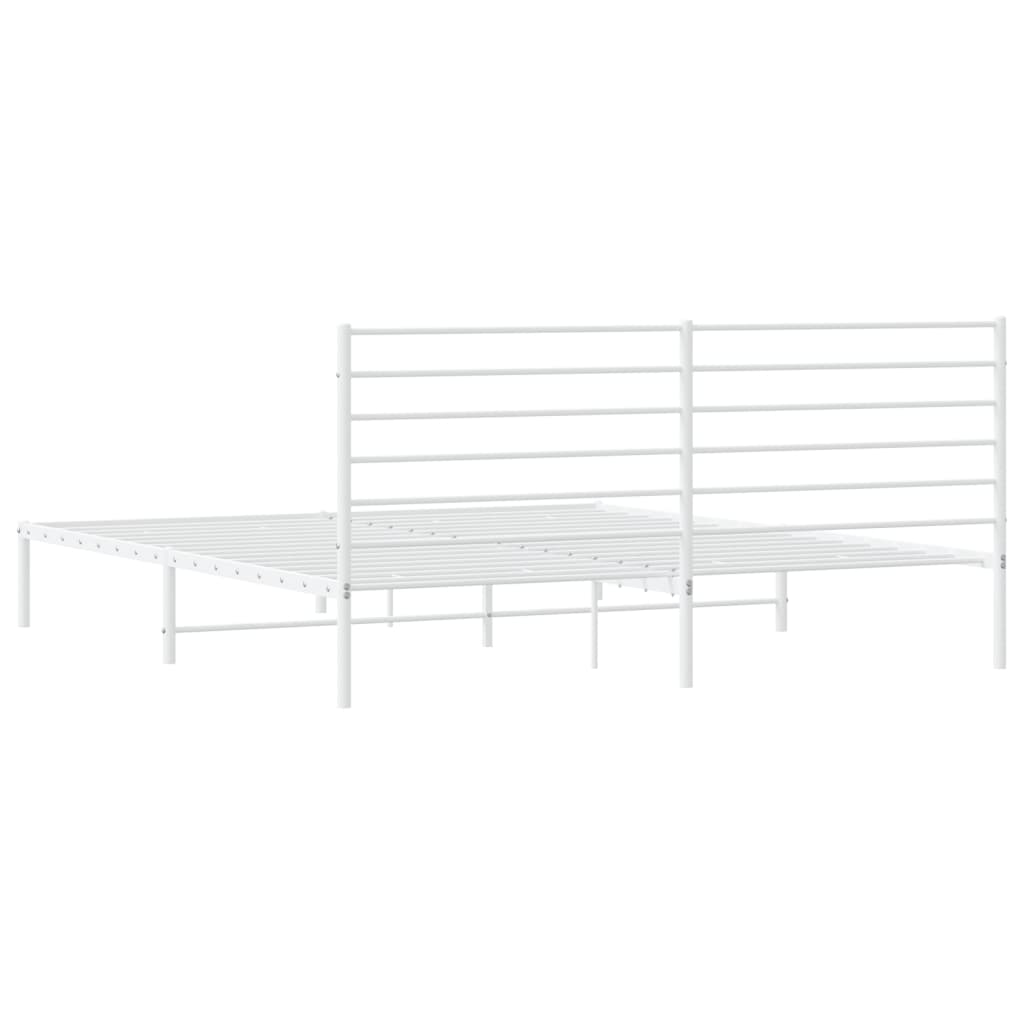 Metal Bed Frame without Mattress with Headboard White 183x213cm