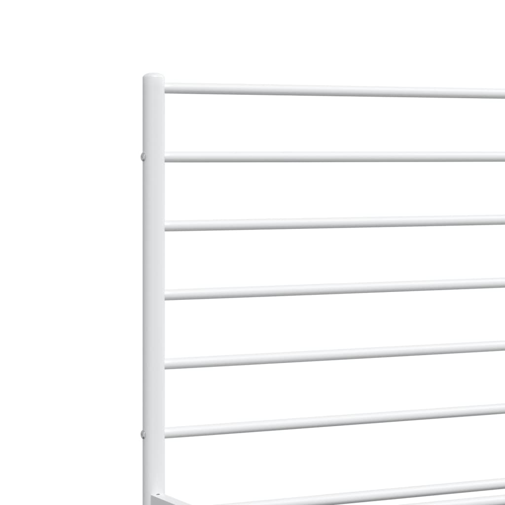 Metal Bed Frame without Mattress with Headboard White 183x213cm