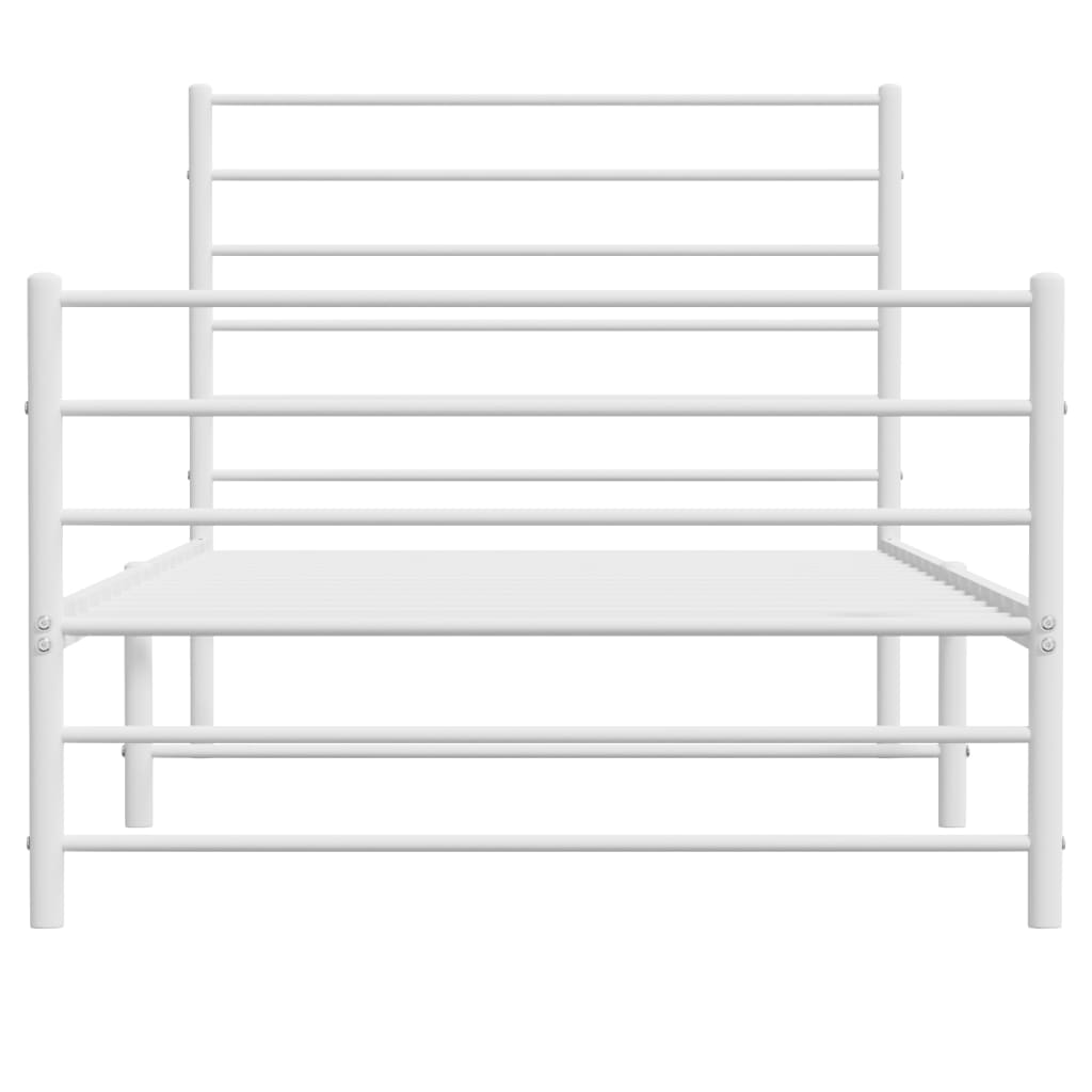 Metal Bed Frame without Mattress with Footboard White 100x200cm