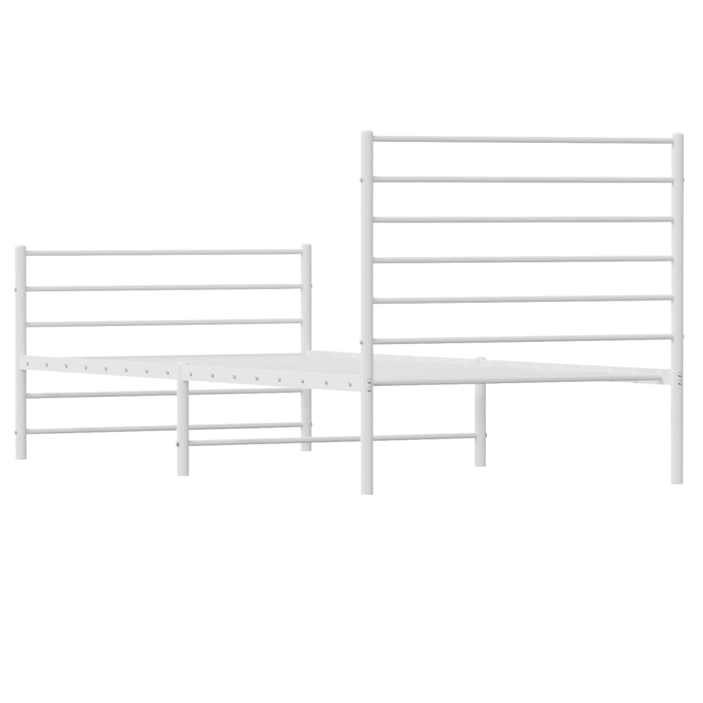 Metal Bed Frame without Mattress with Footboard White 100x200cm