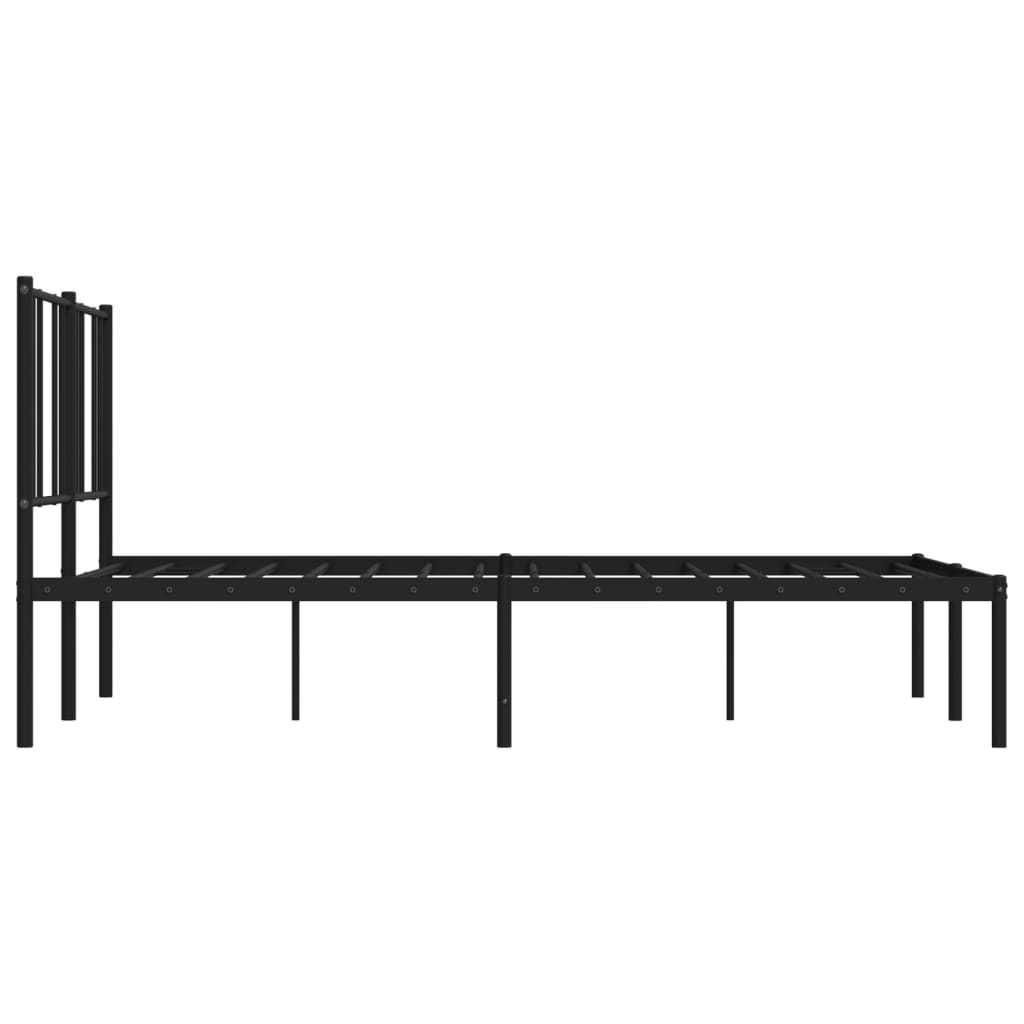 Metal Bed Frame without Mattress with Headboard Black 120x200cm