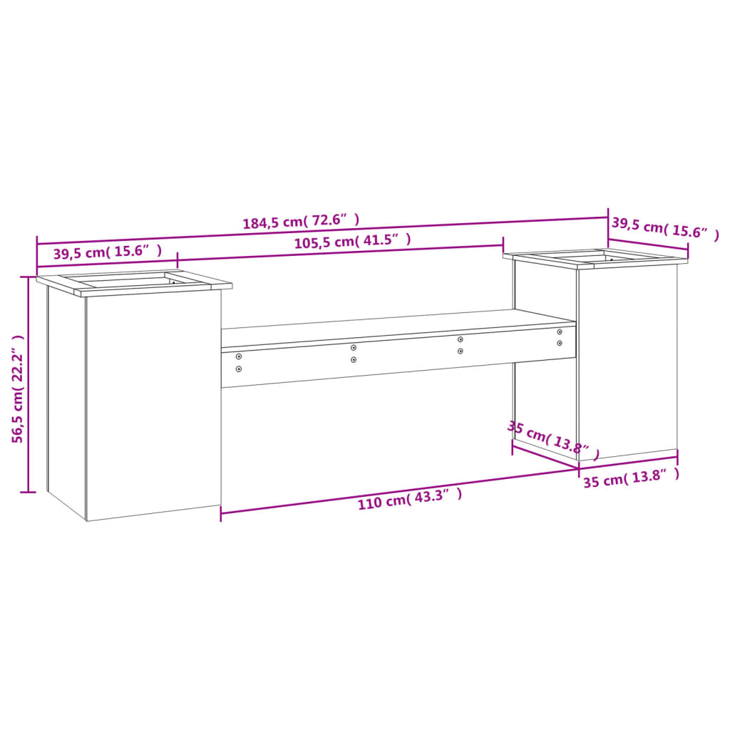 Planter Bench 184.5x39.5x56.5 cm Solid Wood Douglas