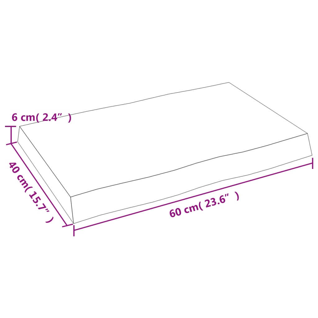 Table Top 60x40x(2-6) cm Untreated Solid Wood Live Edge