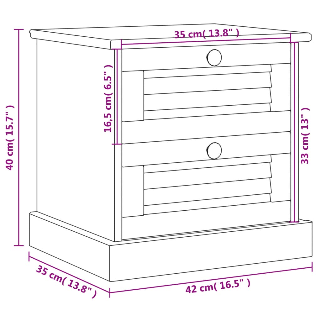 Bedside Cabinet VIGO White 42x35x42 cm Solid Wood Pine