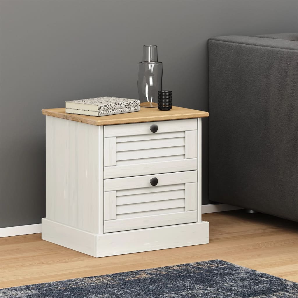 Bedside Cabinet VIGO White 42x35x42 cm Solid Wood Pine