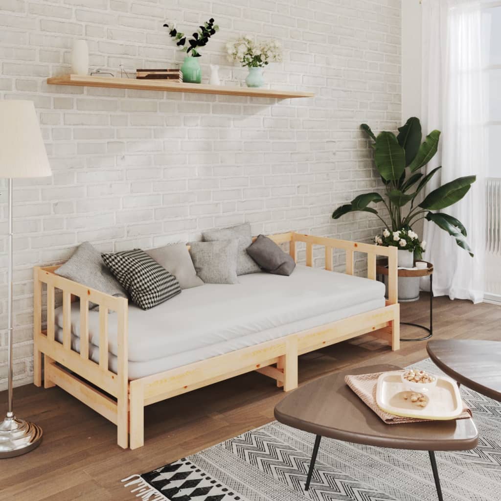 Pull-out Day Bed without Mattress 2x(90x200) cm Solid Wood Pine
