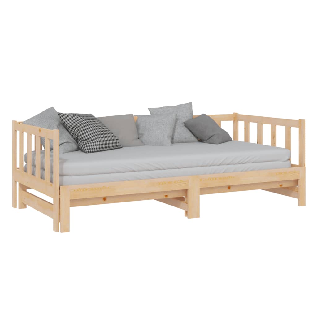 Pull-out Day Bed without Mattress 2x(90x200) cm Solid Wood Pine