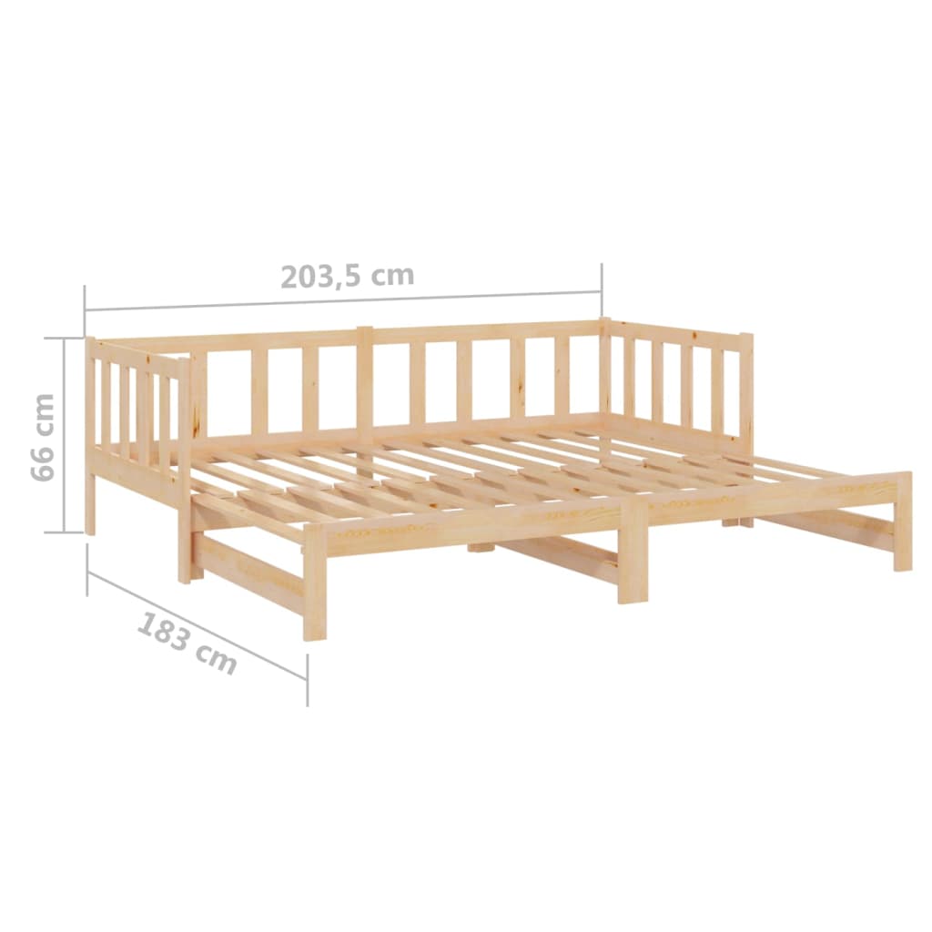 Pull-out Day Bed without Mattress 2x(90x200) cm Solid Wood Pine