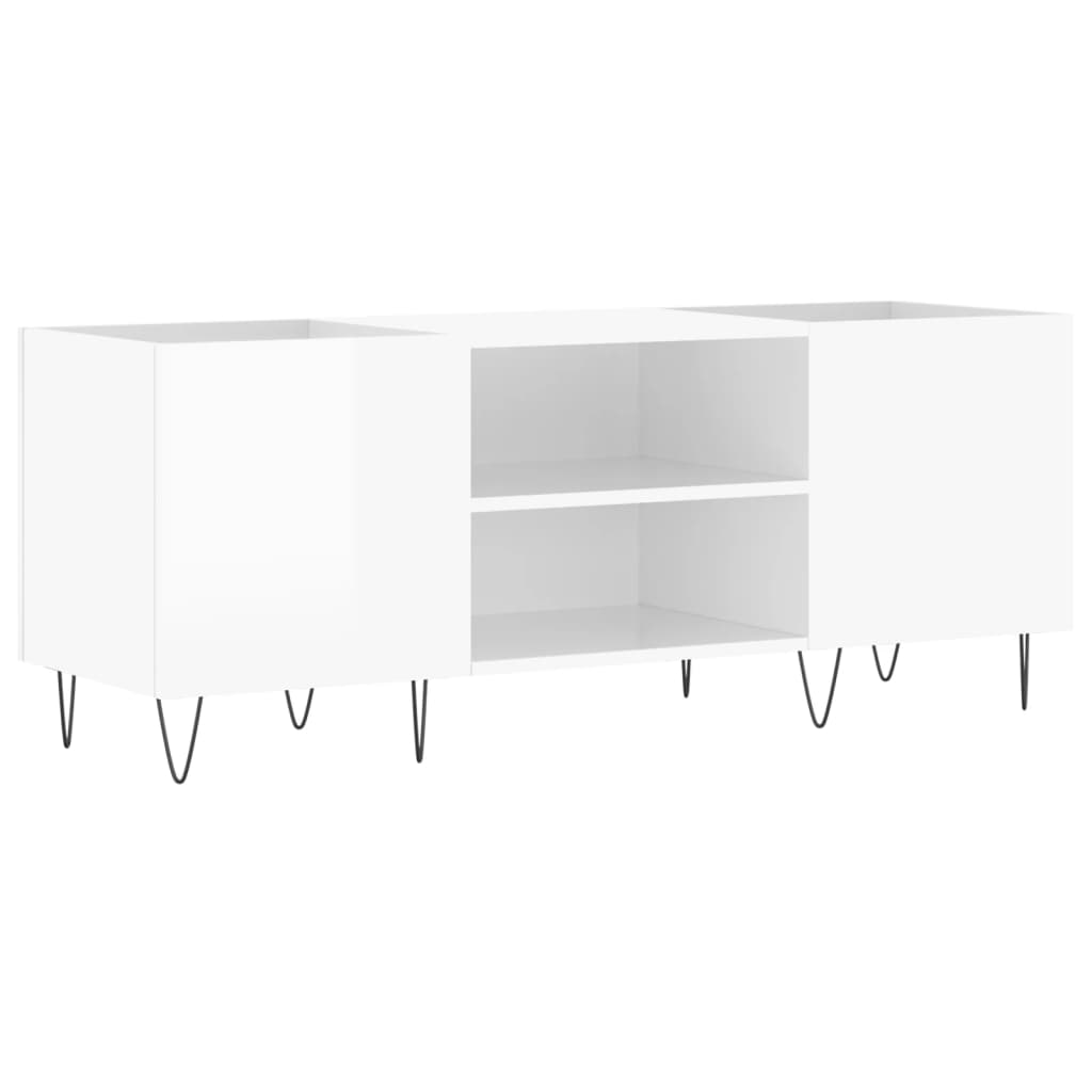 Record Cabinet High Gloss White 121x38x48 cm Engineered Wood