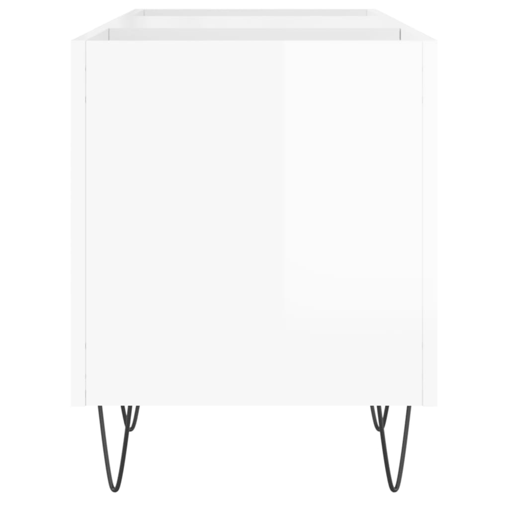 Record Cabinet High Gloss White 121x38x48 cm Engineered Wood