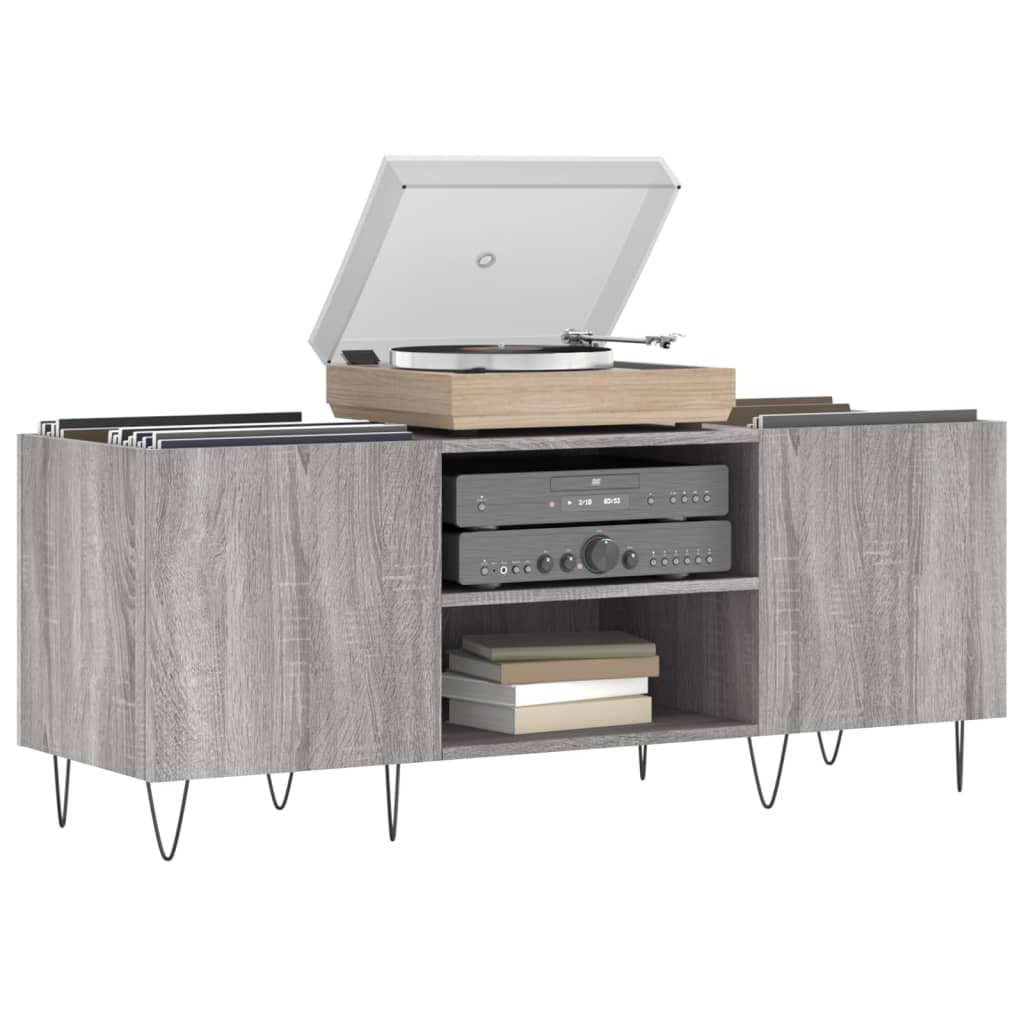 Record Cabinet Grey Sonoma 121x38x48 cm Engineered Wood