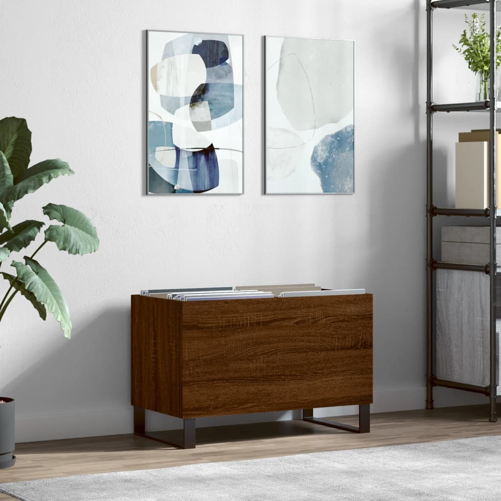 Record Cabinet Brown Oak 74.5x38x48 cm Engineered Wood