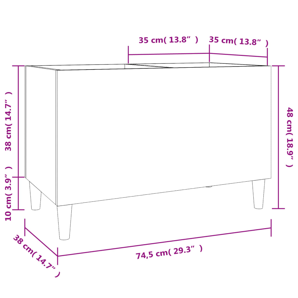 Record Cabinet Sonoma Oak 74.5x38x48 cm Engineered Wood