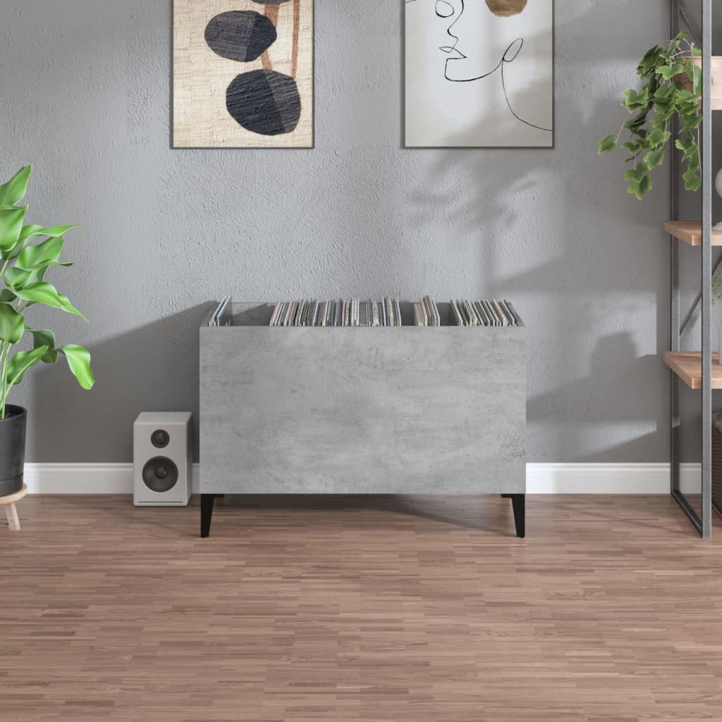 Record Cabinet Concrete Grey 74.5x38x48 cm Engineered Wood