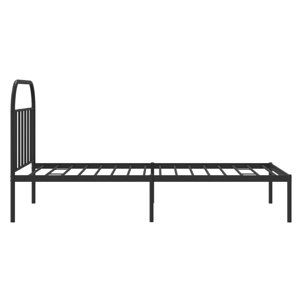 Metal Bed Frame without Mattress with Headboard Black 107x203cm