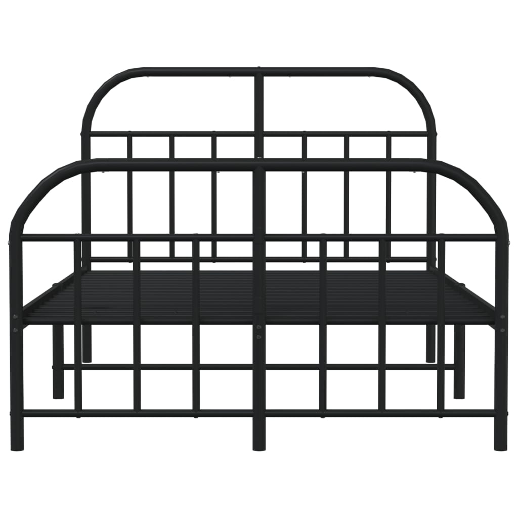 Metal Bed Frame without Mattress with Footboard Black 120x190cm