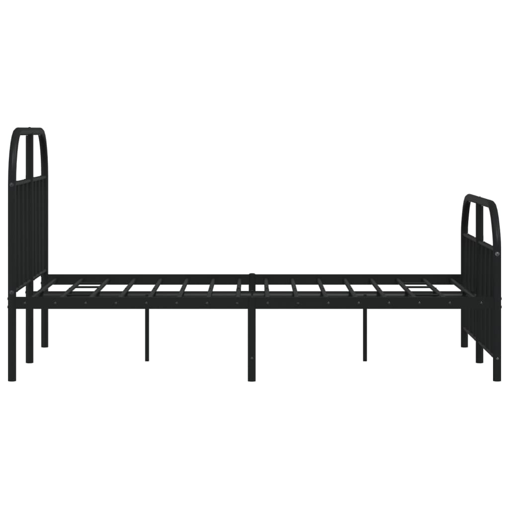 Metal Bed Frame without Mattress with Footboard Black 120x190cm