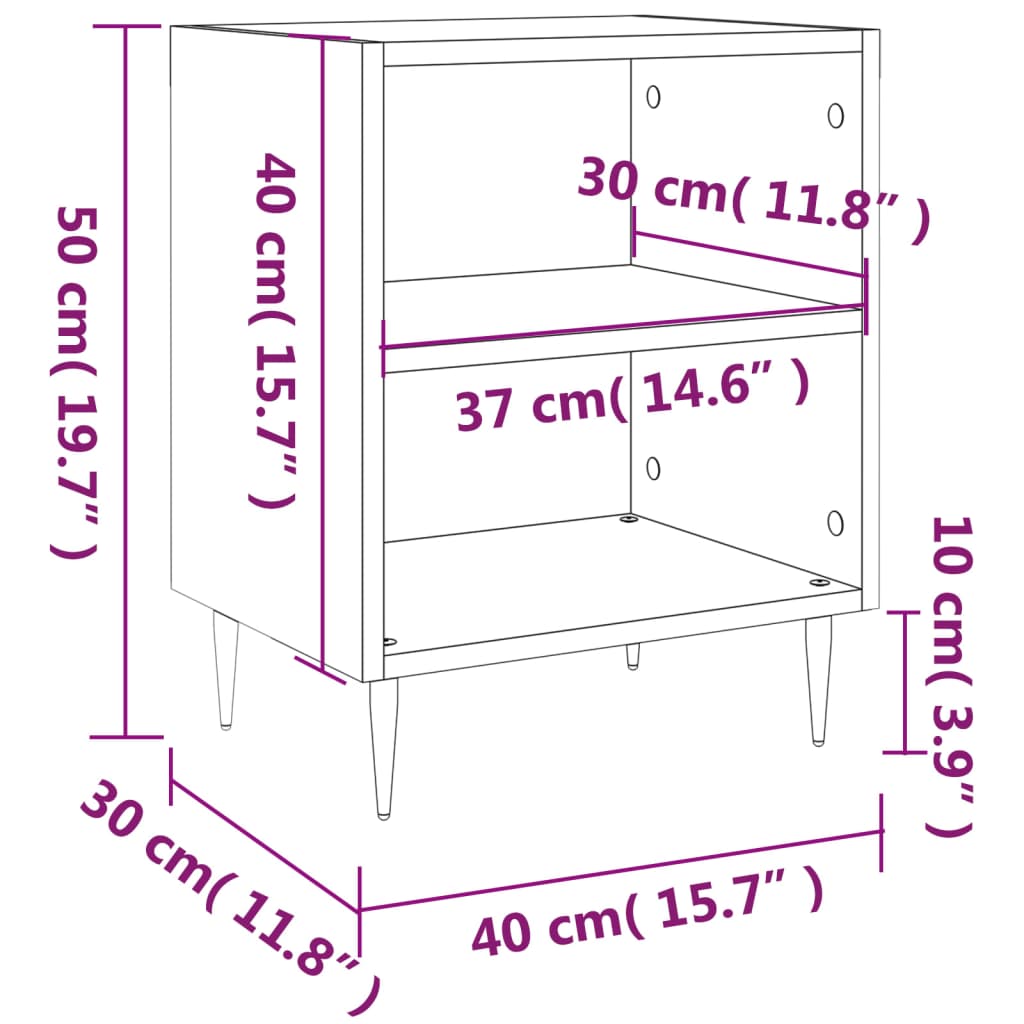 Bedside Cabinets 2 pcs White 40x30x50 cm Engineered Wood