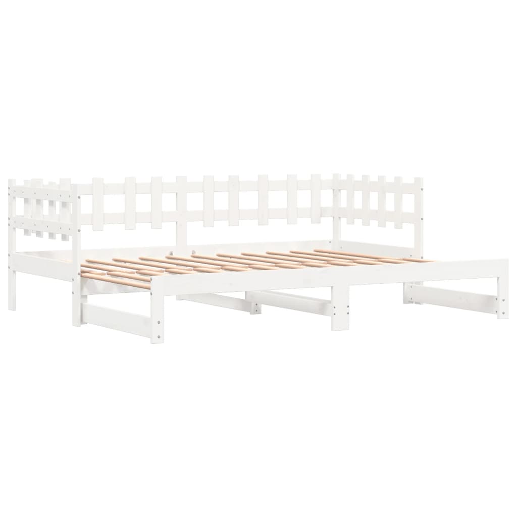 Pull-out Day Bed without Mattress White 2x(80x200) cm Solid Wood