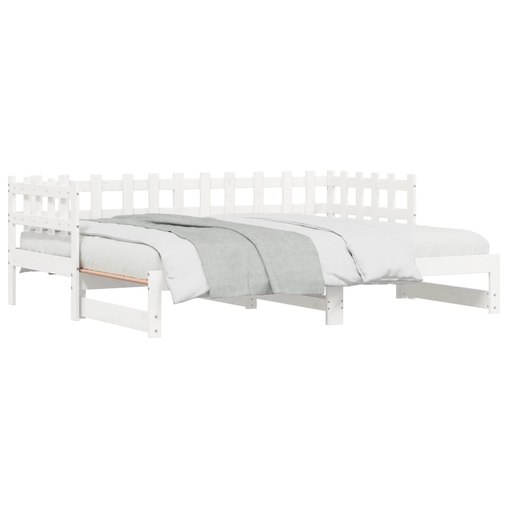 Pull-out Day Bed without Mattress White 2x(80x200) cm Solid Wood