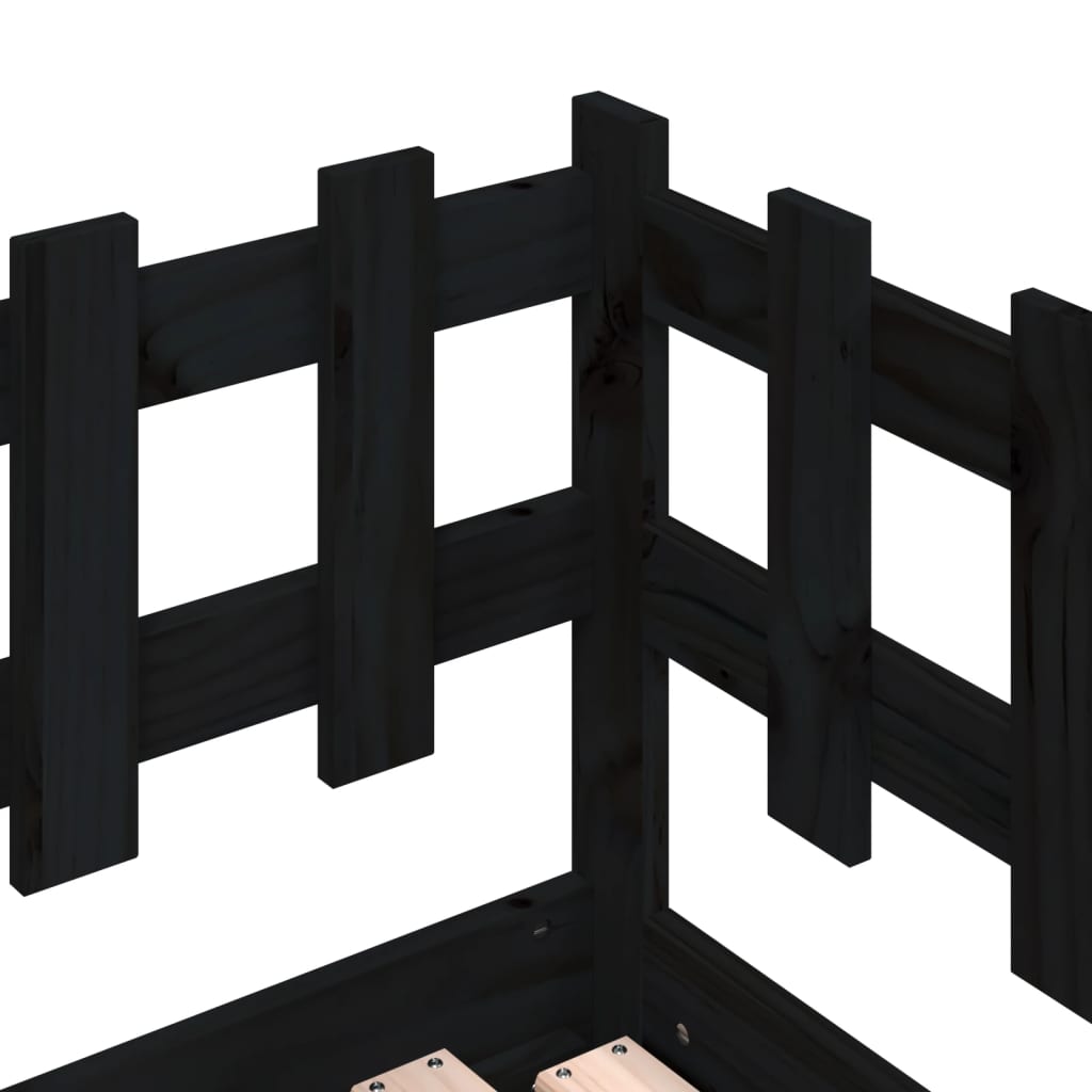 Pull-out Day Bed without Mattress Black 2x(80x200) cm Solid Wood