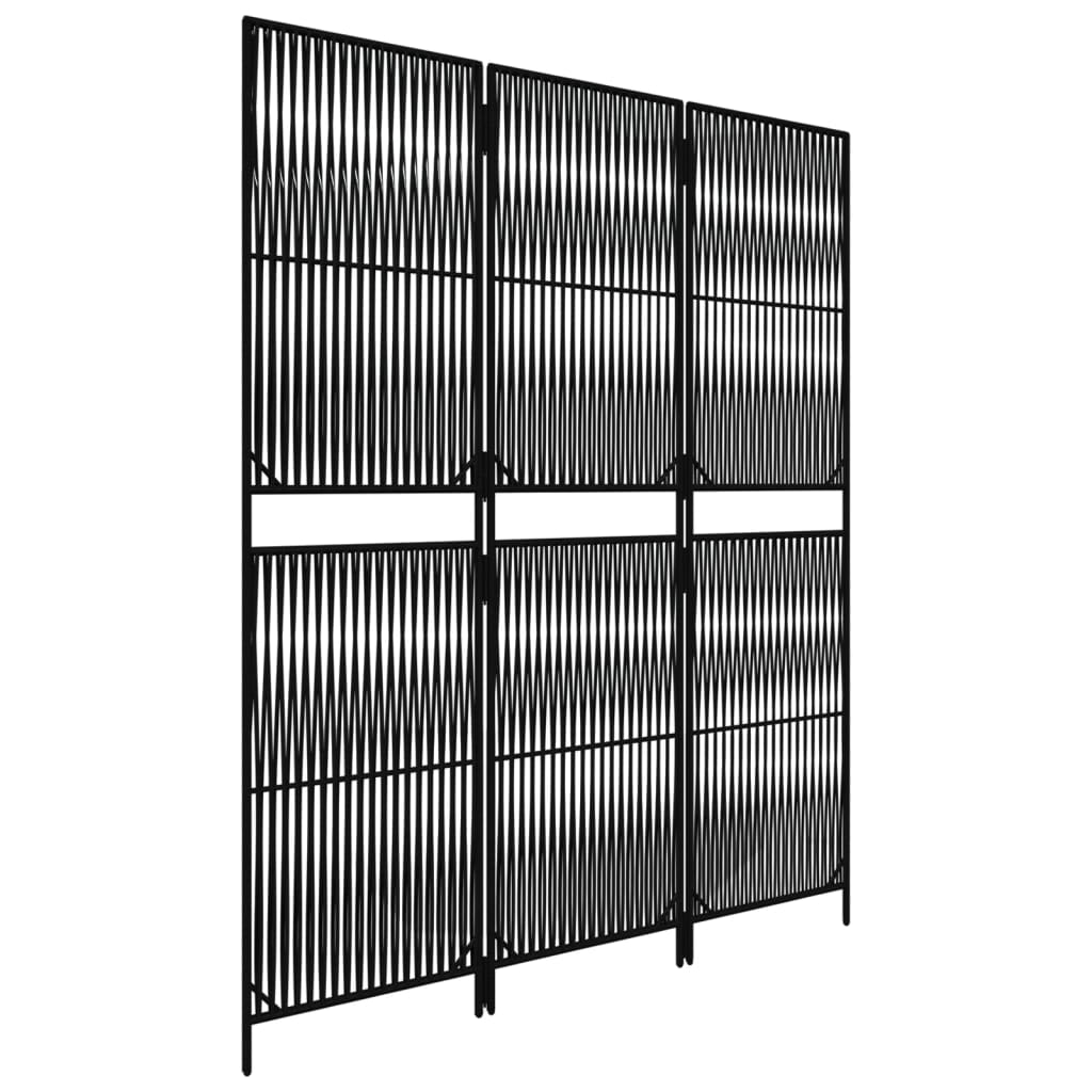 Room Divider 3 Panels Black Poly Rattan