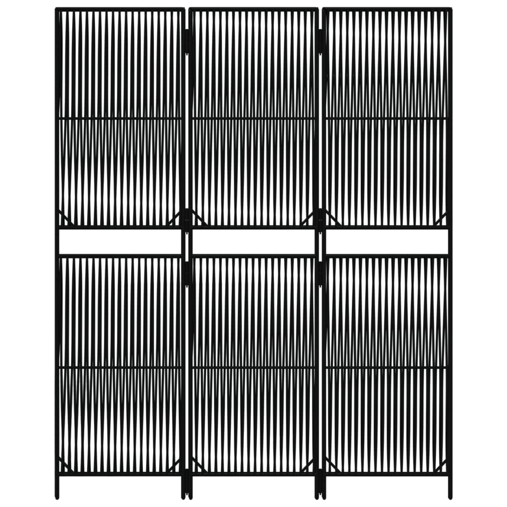 Room Divider 3 Panels Black Poly Rattan
