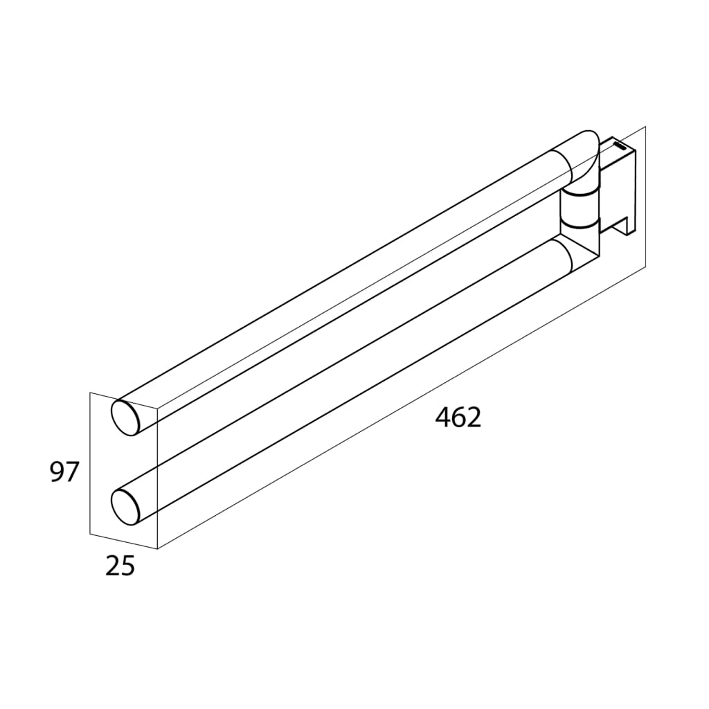 2 Arm Towel Rail "Bold" Matt Black