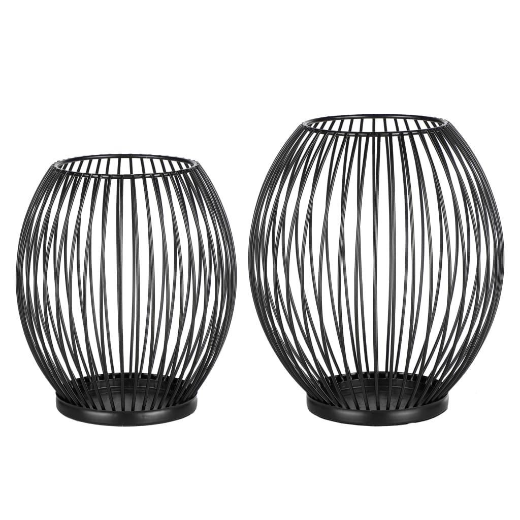 2 Pieces Candle Holder Set Black