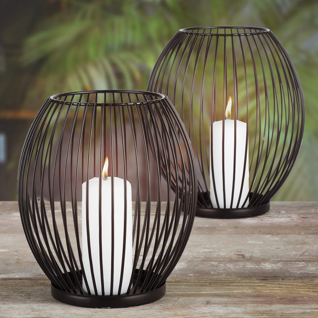 2 Pieces Candle Holder Set Black