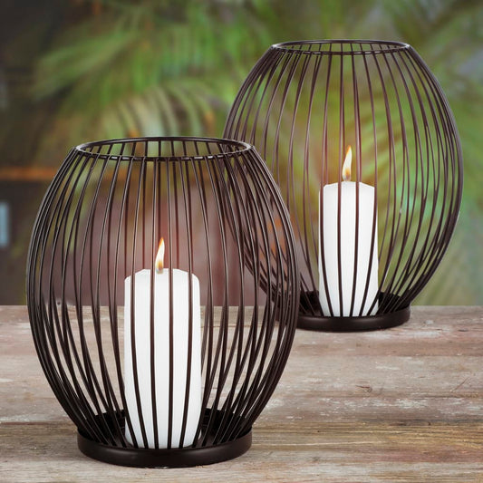 2 Pieces Candle Holder Set Black