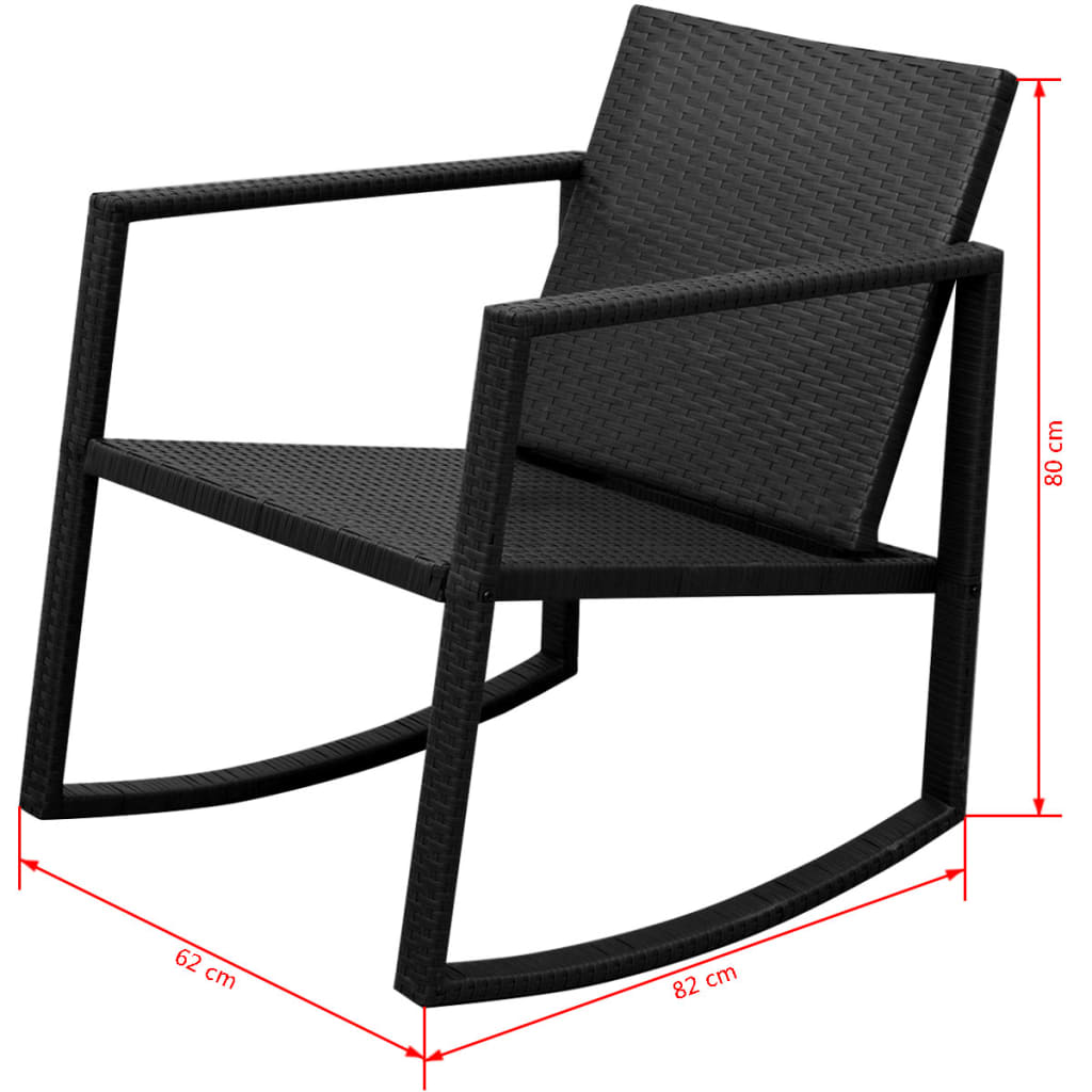 3 Piece Bistro Set Poly Rattan Black