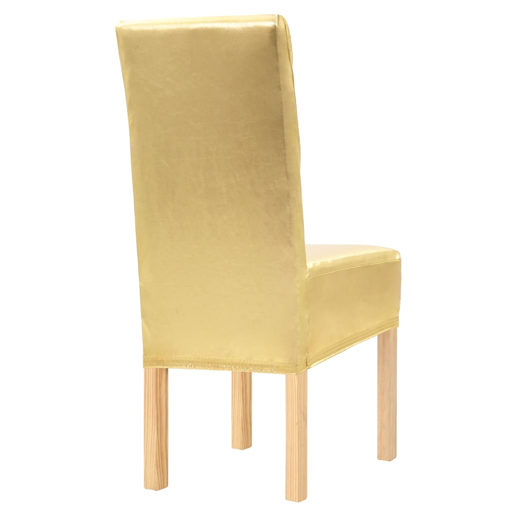 6 pcs Straight Chair Covers Stretch Gold