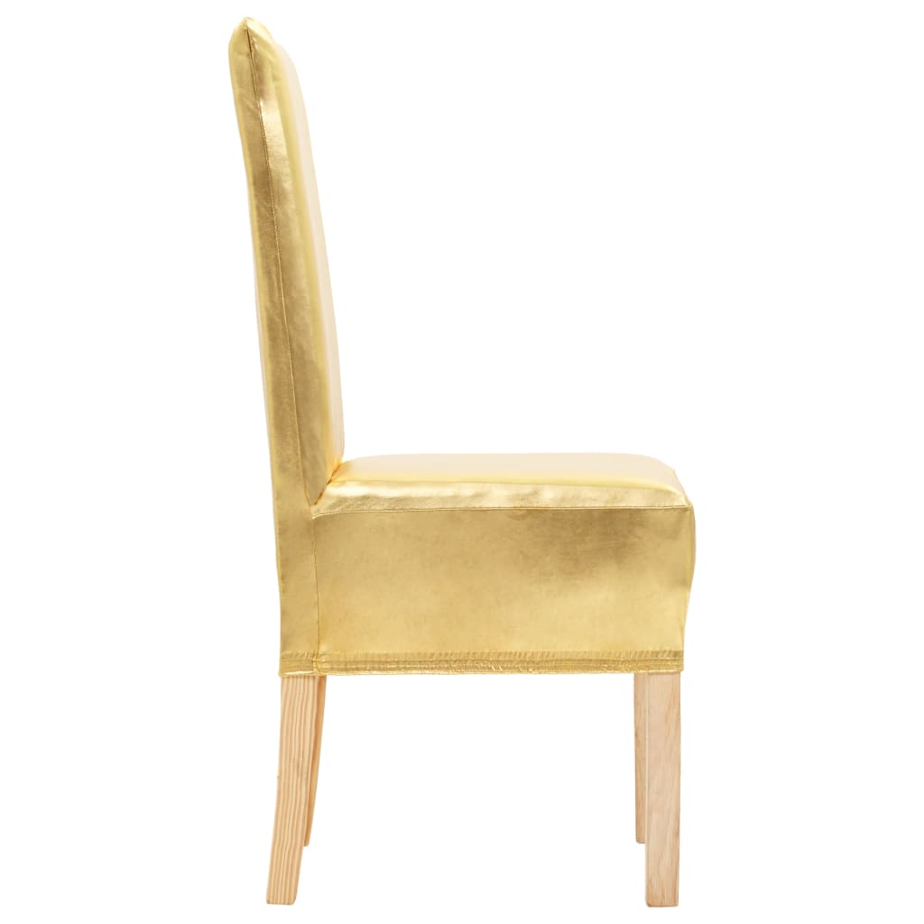 6 pcs Straight Chair Covers Stretch Gold