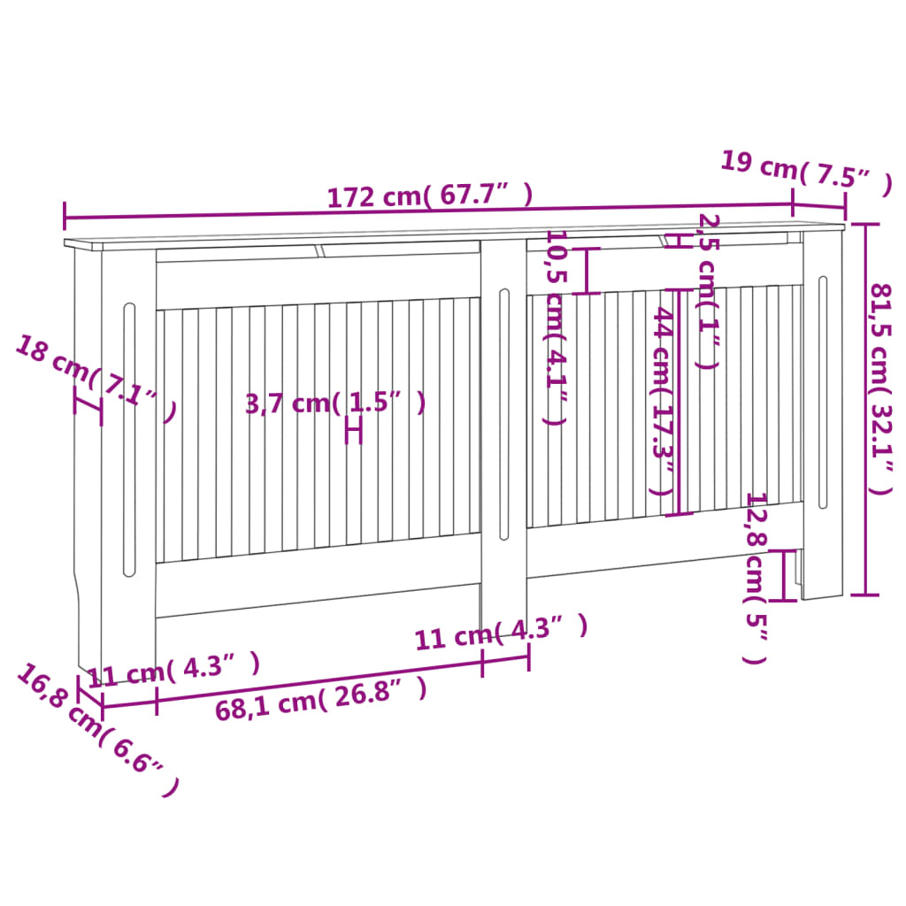 Radiator Covers 2 pcs White MDF 172 cm