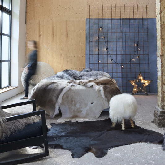 Real Cow Hide Rug Black 150x170 cm