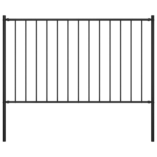 Fence Panel with Posts Powder-coated Steel 1.7x1.25 m Black