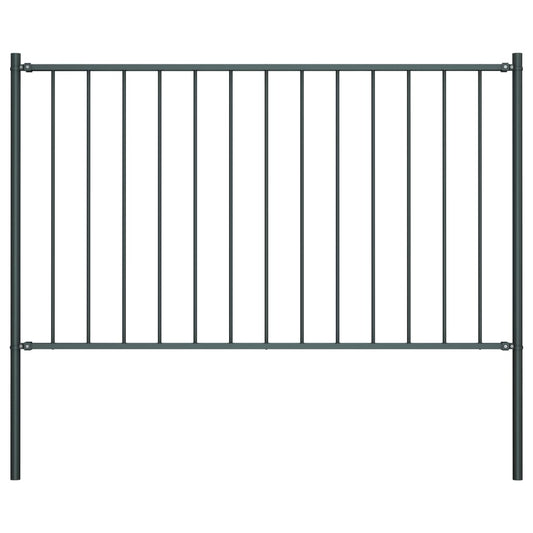 Fence Panel with Posts Powder-coated Steel 1.81x1 m Anthracite